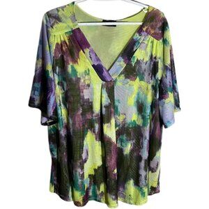 Lane Bryant Mesh Knit Top Shorg Sleeves V-Neckline size 22/24